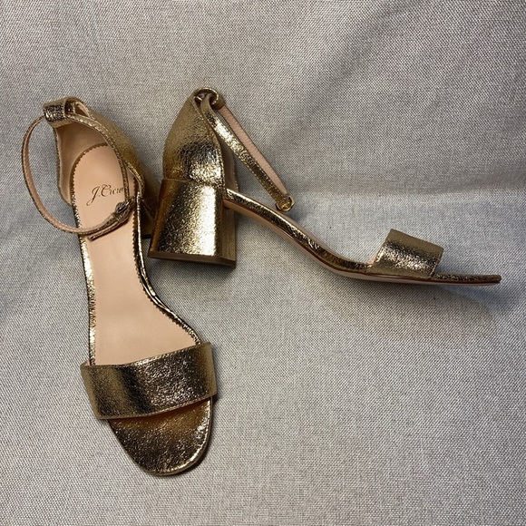 Jcrew Metallic Gold Penny Sandal With Ankle Strap. Size 9 - Picture 6 of 12